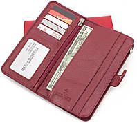 Бордовый кожаный кошелёк на кнопке Marco Coverna MC031-950-4 Отличное качество
