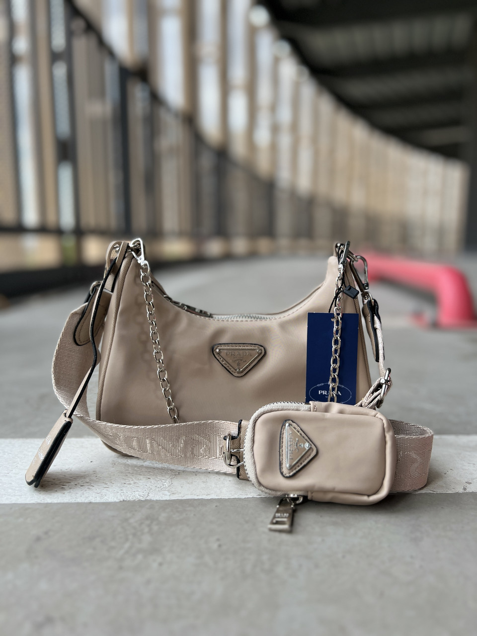 Prada Mini Beige высокое качество женские сумочки и клатчи высокое качество - фото 1 - id-p1883611274