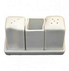 Набір спецівниць Helios порцелянових під сіль, перець та зубочистки HR1571