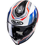 Мотошолом HJC C70 Nian біло-синьо-червоний, фото 2