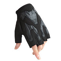 Перчатки без пальцев - спортивные, велосипедные, для фитнеса, тактические военные -черные