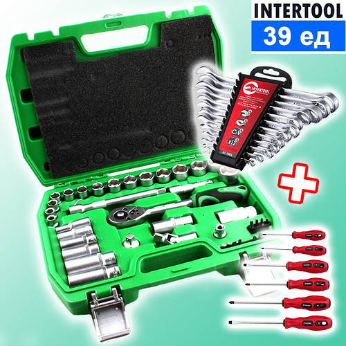 Набор бит для ремонта авто 39ед (3/8) + набор ключей 12шт + набор ...