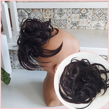 Гумка шиньйон пишна з термоволокна шоколадно-каштановий Q17-2/33