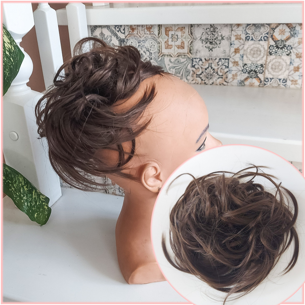 Гумка шиньйон пишна з термоволокна русявий Q17-10, фото 1