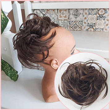 Гумка шиньйон пишна з термоволокна русявий Q17-10