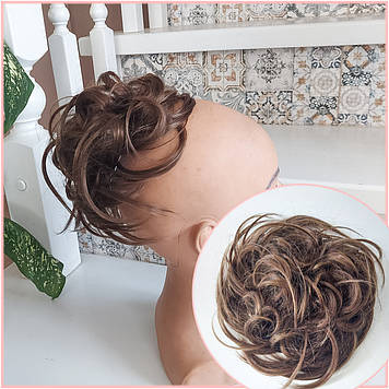 Гумка шиньйон пишна з термоволокна світло-русявий Q17-12