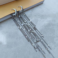 Длинные висячие женские серьги с цепочками MK1133 серебряный