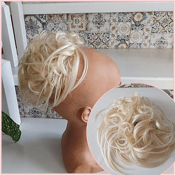Гумка шиньйон пишна з термоволокна блонд Q17-613