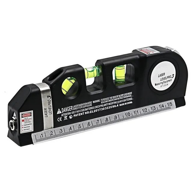 Лазерний рівень нівелір Fixit Laser Level Pro 3 з вбудованою рулеткою та рівнем, фото 1