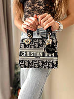 Женская сумка Christian Dior Lady Black/Beige Mini Турция текстиль диор черная маленькая