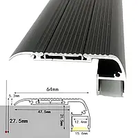 Профіль для сходів накладної з можливістю встановлення світлодіодної стрічки