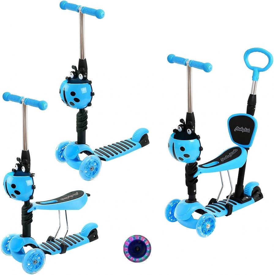 Самокат дітка Scooter Сонечко 5 in 1 з батьківською ручкою Блакитний