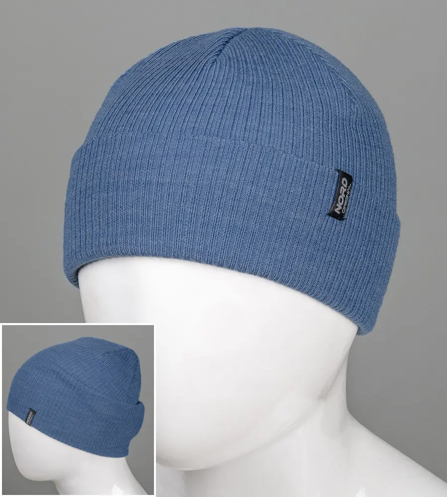 Подовжена шапка чулок з виборкою (m10), Джинс, фото 1