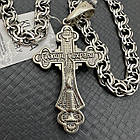 Срібний чоловічий масивний комплект хрест та ланцюжок срібло чорнене 925 проби, фото 6