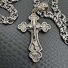 Срібний чоловічий масивний комплект хрест та ланцюжок срібло чорнене 925 проби, фото 3