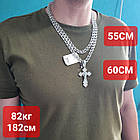 Срібний чоловічий масивний комплект хрест та ланцюжок срібло чорнене 925 проби, фото 7