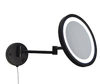 Настенное косметическое зеркало 04 Black увеличение 1х5, LED подсветка