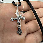 Комплект срібний невеликий хрестик з шовковим шнурком 925 проби, фото 2