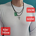 Комплект срібний невеликий хрестик з шовковим шнурком 925 проби, фото 4