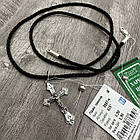 Комплект срібний невеликий хрестик з шовковим шнурком 925 проби, фото 7