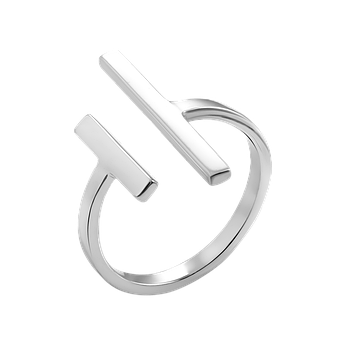 Срібна каблучка незамкнена Дві половинки без камінців