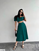 Костюм юбочный женский романтичный вечерний топ и расклешенная юбка за колено на лето размер 42-46 арт 505