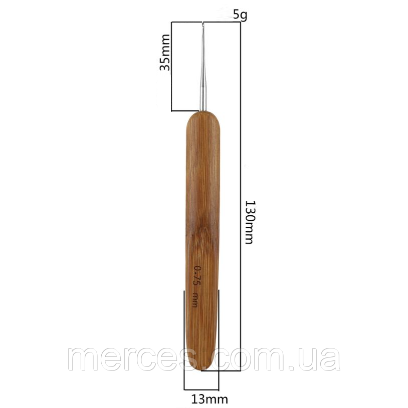 Гачок для дредів з бамбука 0,75 мм 1 гачок канекалон