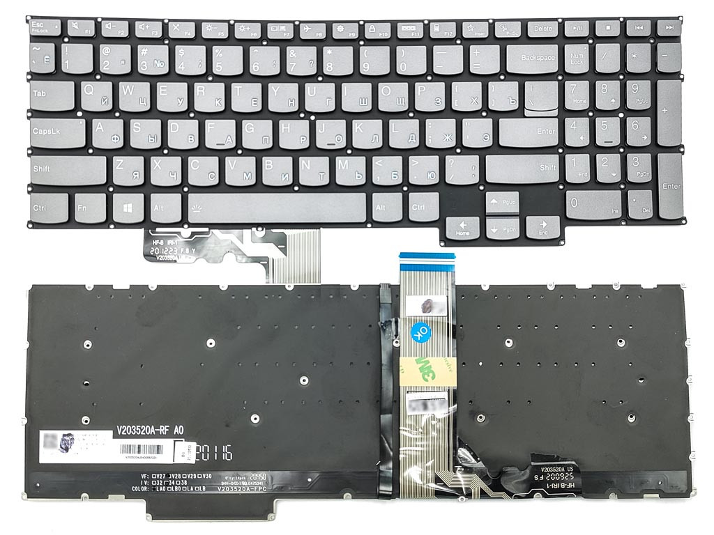 Клавіатура для Lenovo Thinkbook 16 16+ 16P G2 G3 G4+ Xiaoxin Pro16 ARH7 PRO16ach Pro16 2021 (RU Gray з підсвічуванням). Оригінал.
