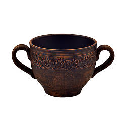 Бульйонниця з ручками глиняна 0,6л (декор) KR5110-2