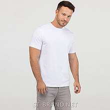 2XL,3XL. Чоловіча базова однотонна футболка з м'якого та приємного бавовняного матеріалу - біла