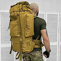 Военный большой рюкзак койот 100л CORDURA 1000D, тактический вместительный рюкзак на 100 литров песочный цвет