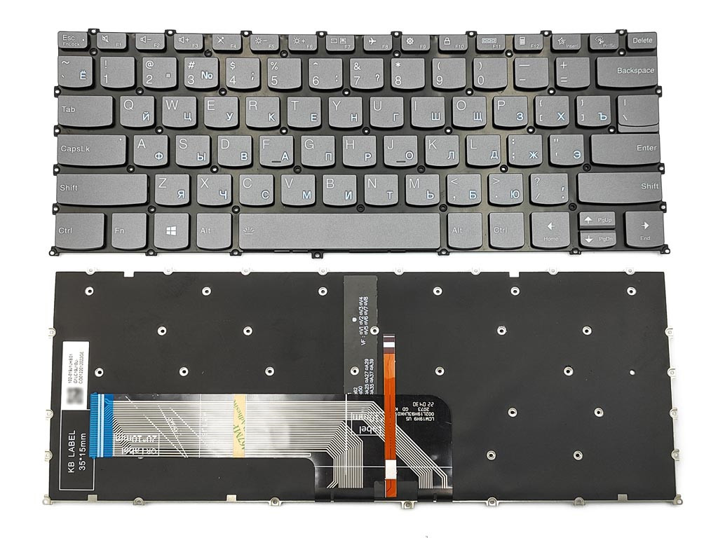 Клавіатура для Lenovo Yoga Slim 7-14ARE05 7-14IIL05 7-14ITL05 (RU Black з Blue підсвічуванням)