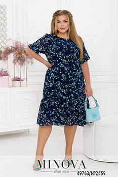 Витончена повітряна сукня з квітковим принтом та воланом по подолу з 46 по 68 розмір