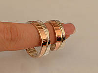 Обручальное серебряное кольцо с вставками из золота
