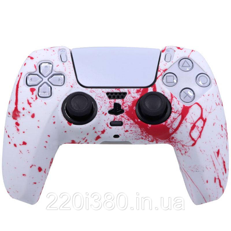 Силіконовий чохол для джойстика PS5 DualSense (white-red)