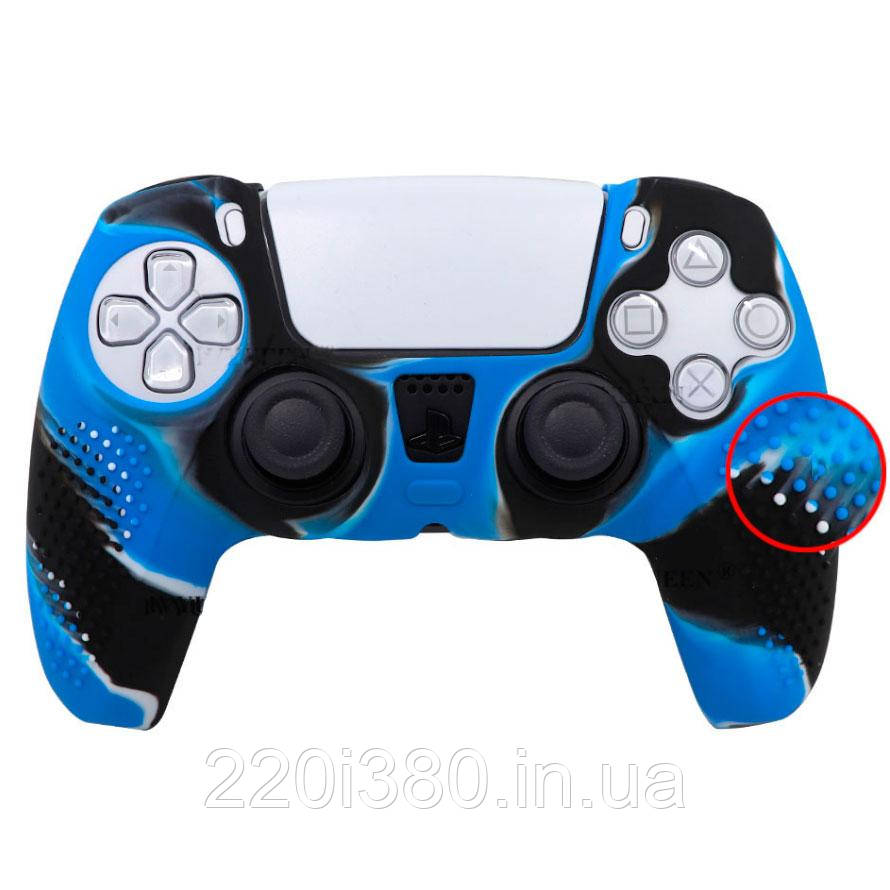 Силіконовий чохол для джойстика PS5 DualSense (чорно-синій)