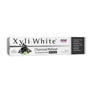 NOW Xyli White Toothpaste Gel with Activated Charcoal 181 g
