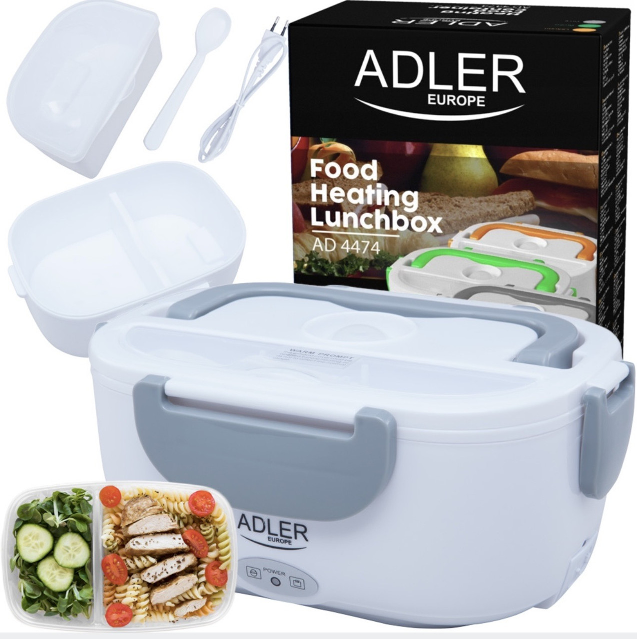Електричний ланч-бокс з підігрівом Adler AD 4474 Сірий, фото 1