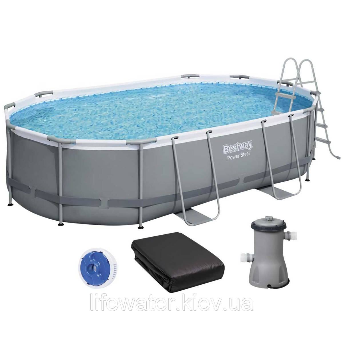 Bestway Каркасний басейн Bestway 56448 Power Steel (488х305х107 см) з картриджним фільтром, драбиною та