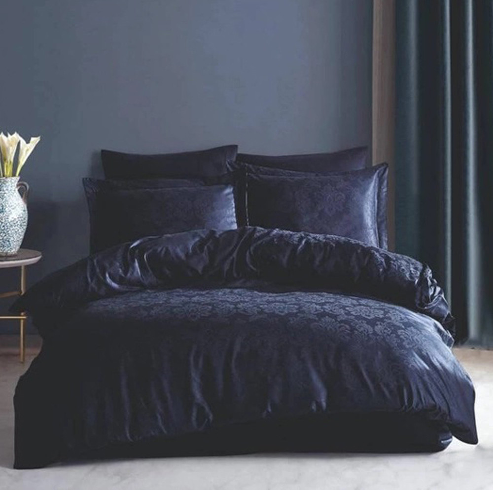 Постільна білизна BLACK DAMASK Жакард MERISET - Сімейний на резинці, фото 1