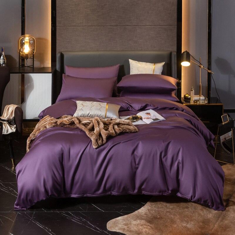 Постільна білизна VIOLET FLOWER Premium Сатин однотон MERISET — Сімейний на гумці, фото 1