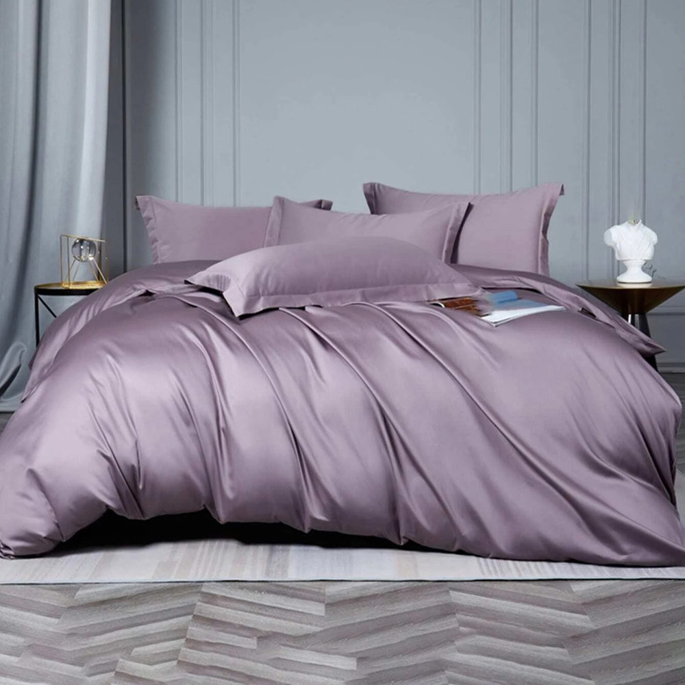 Постільна білизна LILAC FOG Premium Сатин однотон MERISET — Сімейний на гумці, фото 1