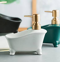 Дозатор для мила з підставкою для мочалки Однотон 11486 350 мл білий 4571196