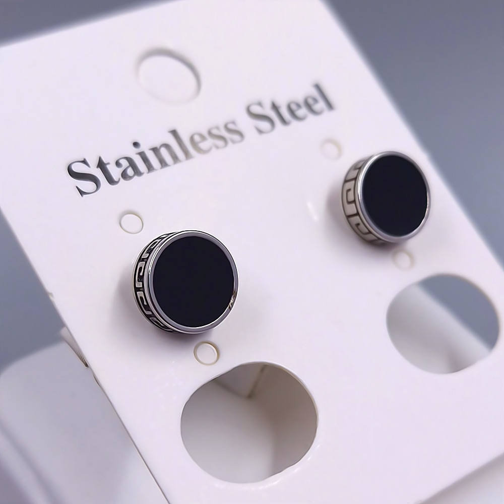 Сережки-гвоздики Stainless Steel. Сталь. Родій. Діаметр: 8 мм