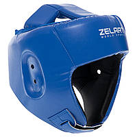 Шлем боксерский открытый с усиленной защитой макушки Zelart BO-8268 детский, взрослый синий M/54-56 см
