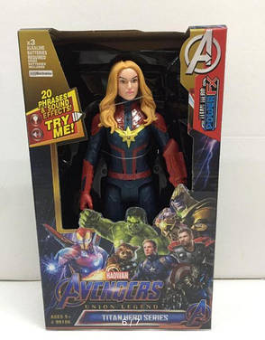 Колекційна іграшка Капітан Марвел Marvel Avengers з підсвіткою і звуком Інтерактивна фігурка Марвел, фото 2