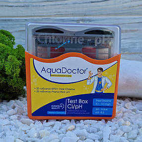Таблетковий тестер для басейну Aquadoctor Box pH і CL Німеччина | Тестер для перевірки рівня pH і хлору, фото 1