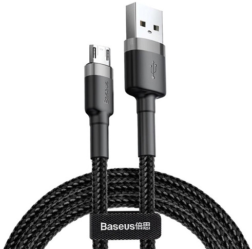 Кабель зарядний Baseus Cafule Cable USB - Micro USB 2.4A 1 м Gray/Black (CAMKLF-BG1), фото 1