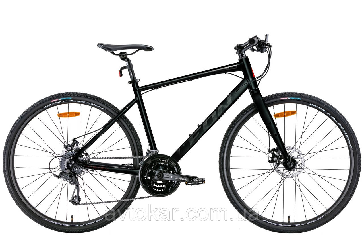 Велосипед AL 28" Leon HD-80 DD рама-21" чорно-білий з червоним 2022 ORG
