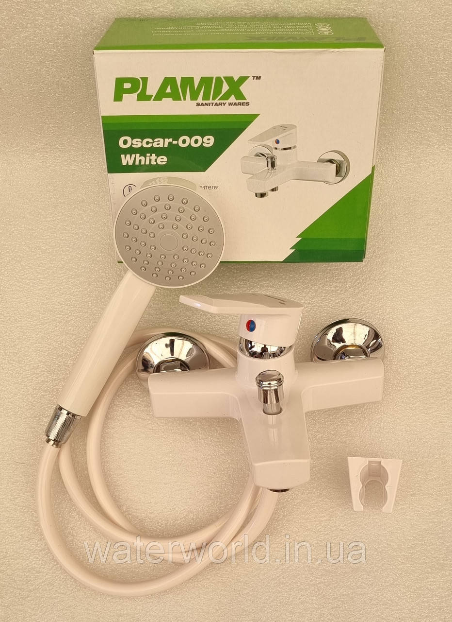 Змішувач для ванни Plamix Oskar -009 White (з комплектом) з термопластика